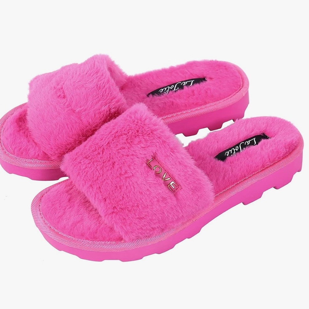 La Jolie - Faux Fur Slide Sandals